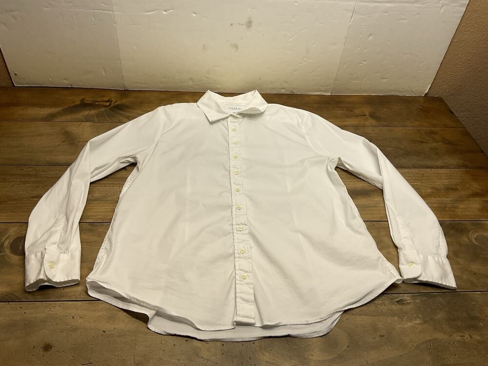 The Shirt by Rochelle Behrens White Button Down Boyfriend Shirt Size Large